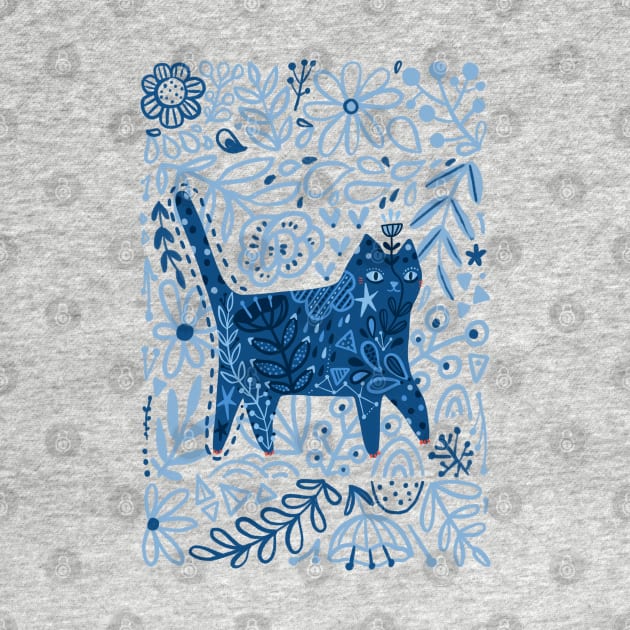 Blue floral cat by kostolom3000